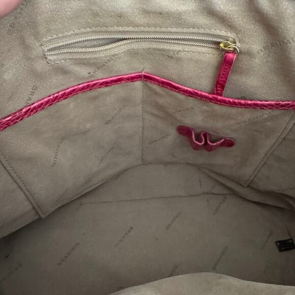 Brahmin Hot Pink Medium Asher Zip Top Tote Bag Embossed Leather Purse - Picture 8 of 16